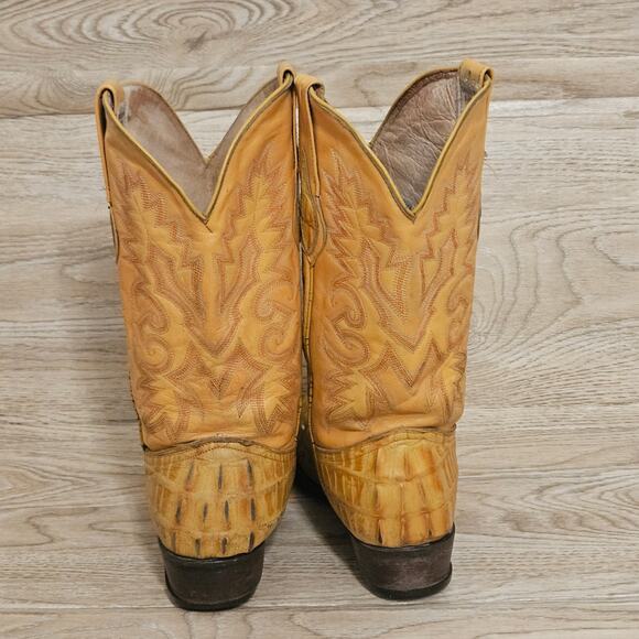 Carreta Cowboy Western Crocodile Tan Leather Boots Mens Size US 10 Mex 28.5 - Picture 11 of 11